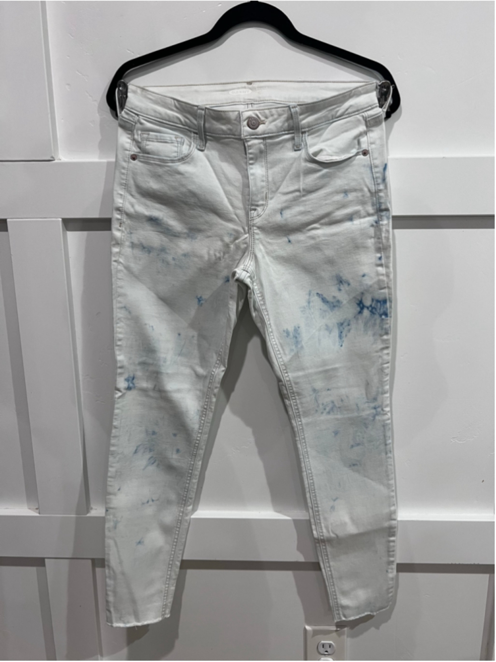 Women's Old Navy Rockstar Super Skinny Ankle Jeans White Blue Size 6